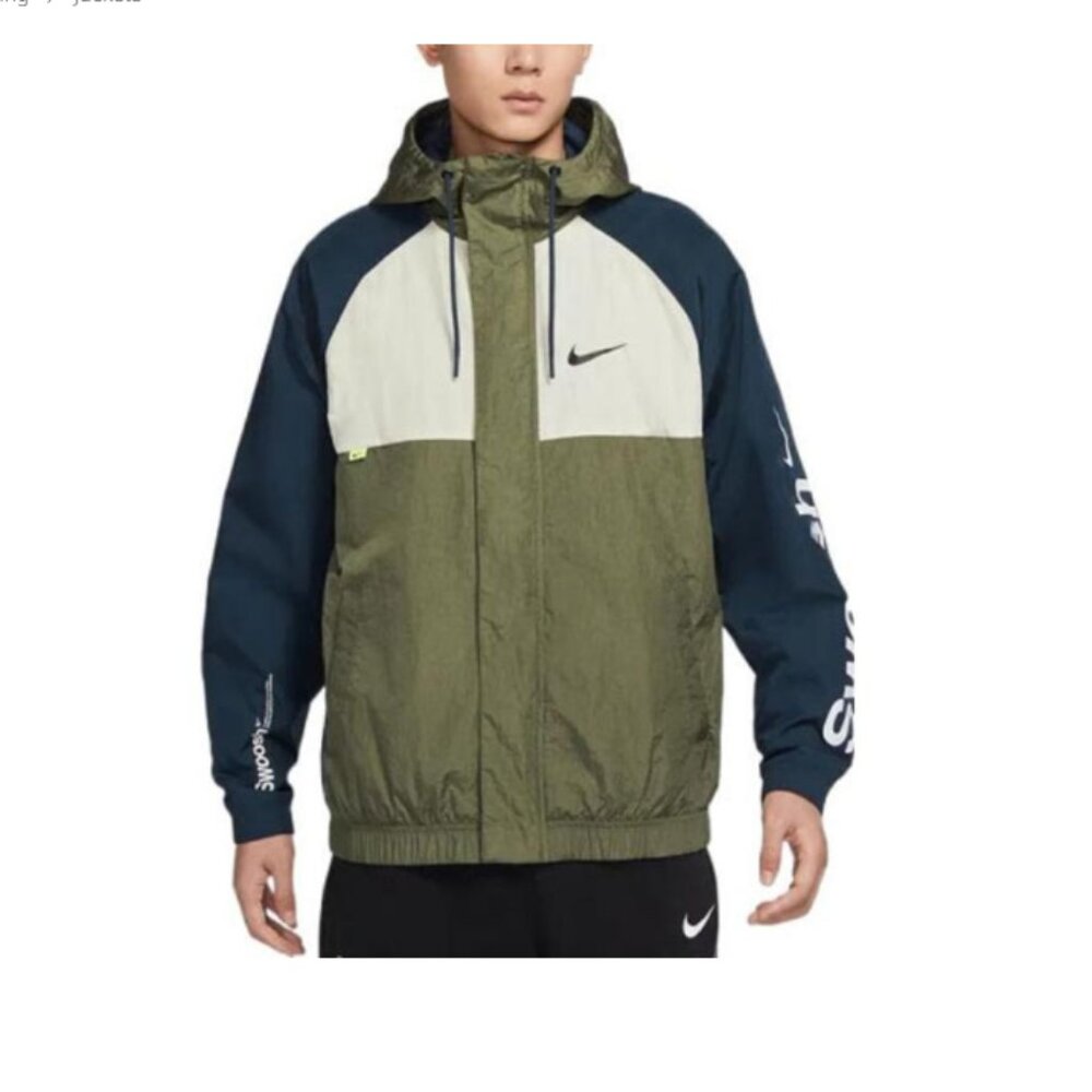 Nike Alphabet Logo Printing Colorblock Hooded Jacket Windbreaker Size M